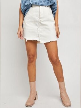 Free People Brea Cutoff Skirt in Deco White Size 27